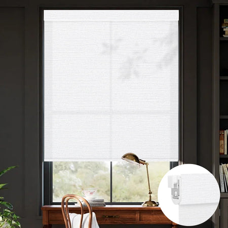 Kincmo No Drill Roller Shades, Motorized 75% Blackout Light Filtering - Elegant
