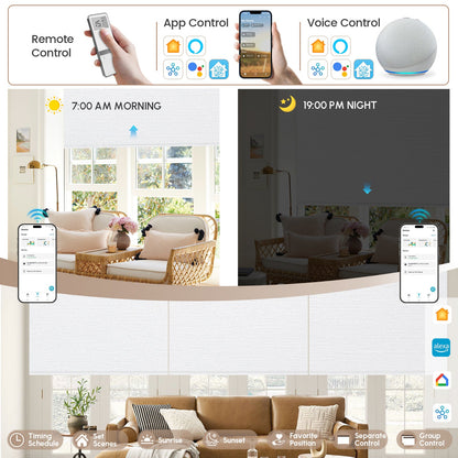 Kincmo No Drill & Drill Roller Shades, Motorized 100% Blackout - All Colors