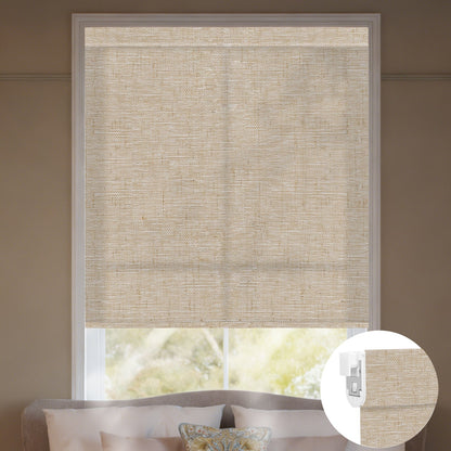Kincmo No Drill Roller Shades, Motorized 75% Blackout Light Filtering - Linen