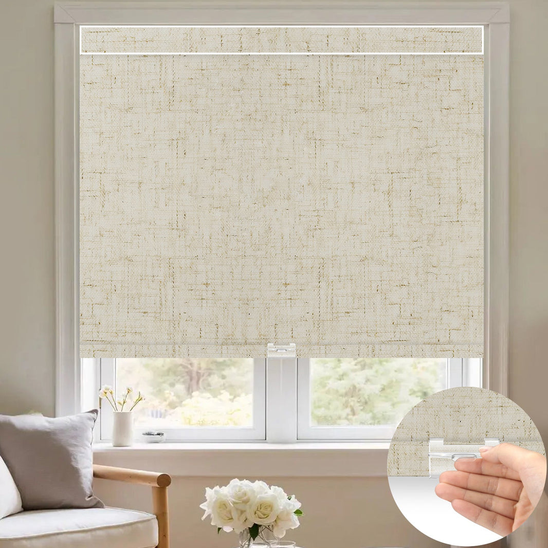 Kincmo Cordless 100% Blackout Roller Shades - Linen