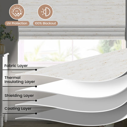 Kincmo Motorized Roman Shades 100% Blackout - Linen