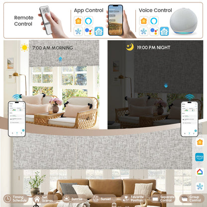 Kincmo No Drill Roller Shades, Motorized 100% Blackout - Mist