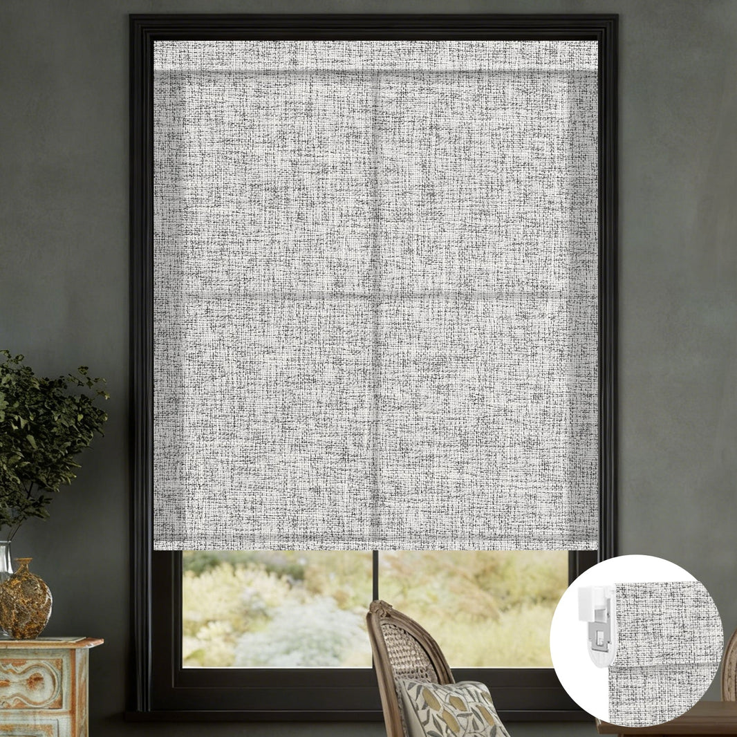Kincmo No Drill Roller Shades, Motorized 75% Blackout Light Filtering - Mist
