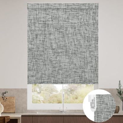 Kincmo No Drill Roller Shades, Motorized 100% Blackout - Mist