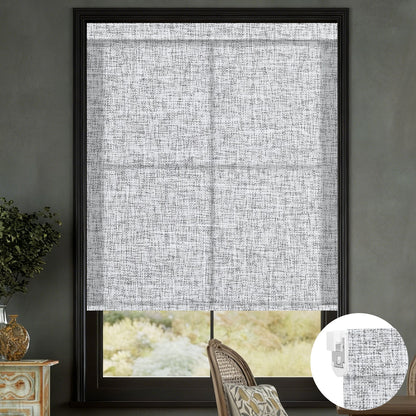 Kincmo No Drill Roller Shades, Motorized 75% Blackout Light Filtering - Mist