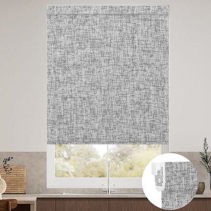 Kincmo No Drill Roller Shades, Motorized 100% Blackout - Mist