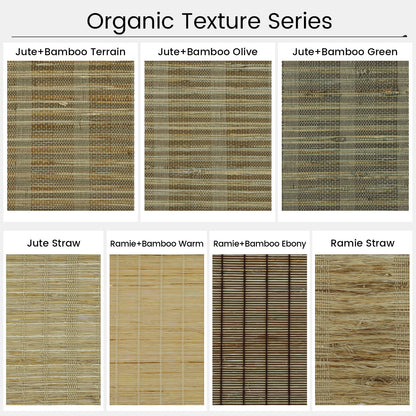Kincmo Motorized Woven Wood Shades 50%/70%/100% Blackout - Organic Texture