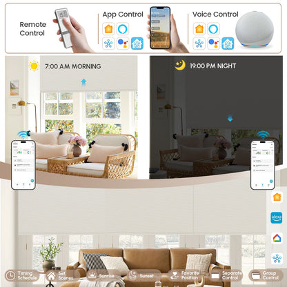 Kincmo Motorized Roller Shades 100% Blackout - Pure