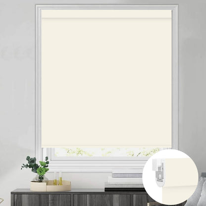 Kincmo No Drill Roller Shades, Motorized 100% Blackout - Pure