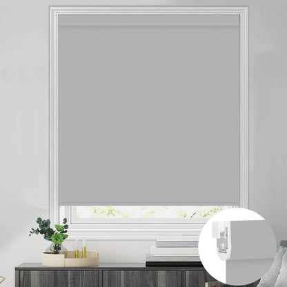 Kincmo No Drill Roller Shades, Motorized 100% Blackout - Pure