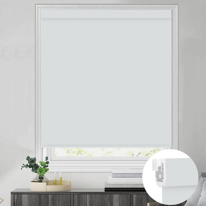 Kincmo No Drill Roller Shades, Motorized 100% Blackout - Pure
