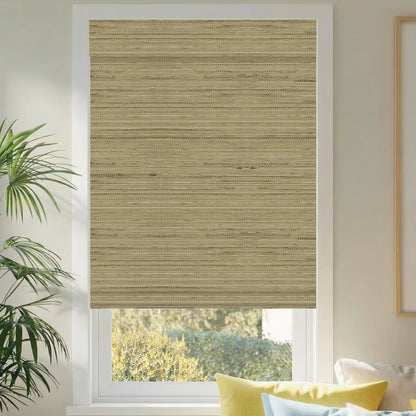 Kincmo Motorized Woven Wood Shades 50%/70%/100% Blackout - Natural Rustic
