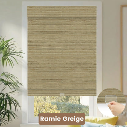 Kincmo Cordless Woven Wood Shades 50%/70%/100% Blackout - Natural Rustic