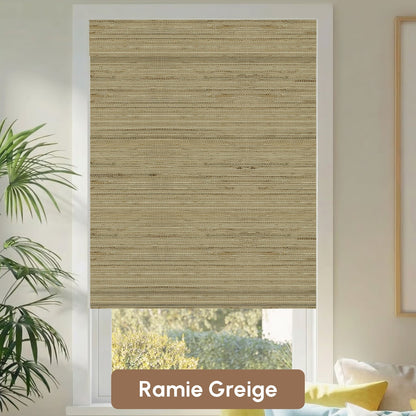 Kincmo Motorized Woven Wood Shades 50%/70%/100% Blackout - Natural Rustic