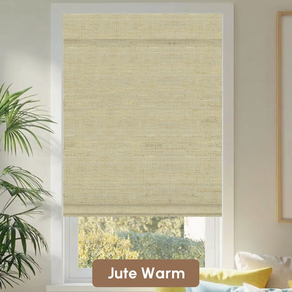 Kincmo Motorized Woven Wood Shades 50%/70%/100% Blackout - Natural Rustic