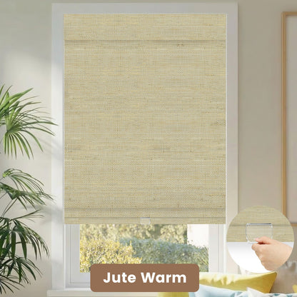 Kincmo Cordless Woven Wood Shades 50%/70%/100% Blackout - Natural Rustic