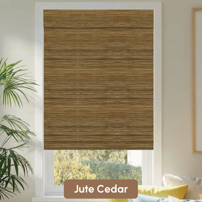 Kincmo Motorized Woven Wood Shades 50%/70%/100% Blackout - Natural Rustic