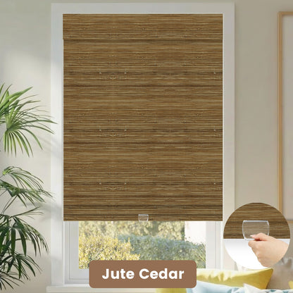 Kincmo Cordless Woven Wood Shades 50%/70%/100% Blackout - Natural Rustic