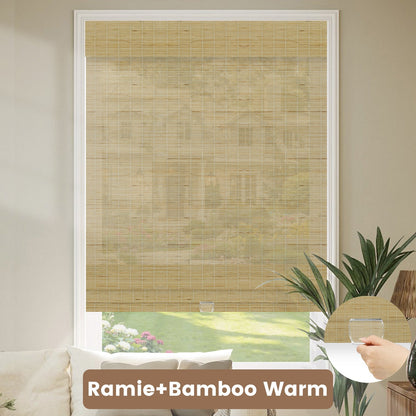 Kincmo Cordless Woven Wood Shades 50%/70%/100% Blackout - Organic Texture