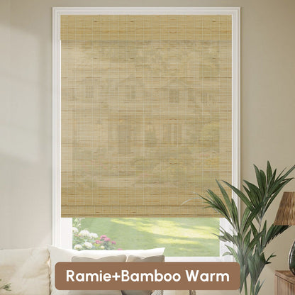 Kincmo Motorized Woven Wood Shades 50%/70%/100% Blackout - Organic Texture