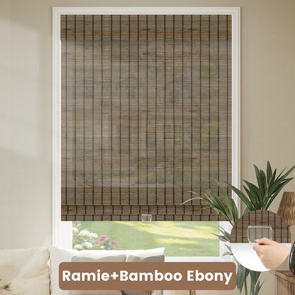 Kincmo Cordless Woven Wood Shades 50%/70%/100% Blackout - Organic Texture