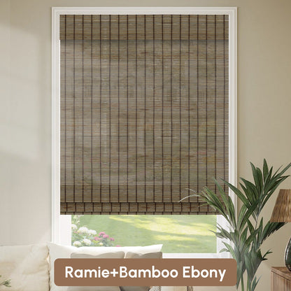Kincmo Motorized Woven Wood Shades 50%/70%/100% Blackout - Organic Texture