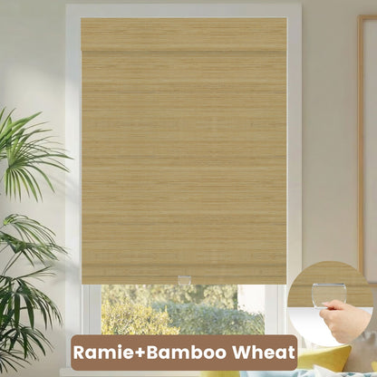 Kincmo Cordless Woven Wood Shades 50%/70%/100% Blackout - Natural Rustic