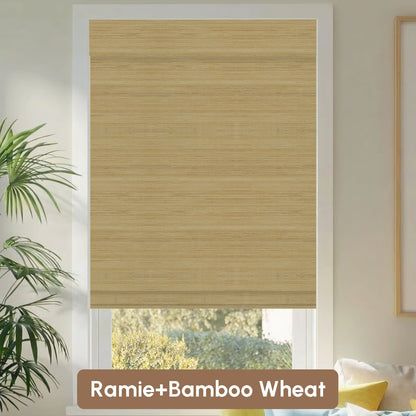 Kincmo Motorized Woven Wood Shades 50%/70%/100% Blackout - Natural Rustic