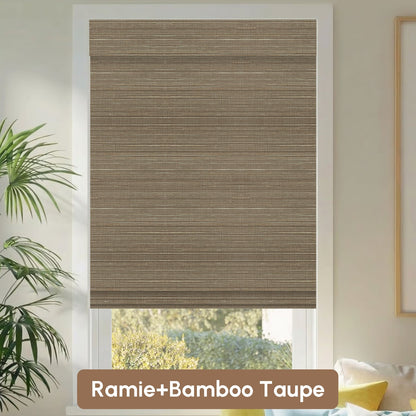 Kincmo Motorized Woven Wood Shades 50%/70%/100% Blackout - Natural Rustic