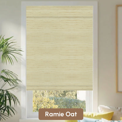 Kincmo Motorized Woven Wood Shades 50%/70%/100% Blackout - Natural Rustic