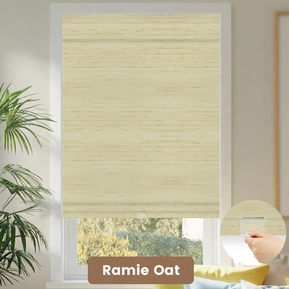 Kincmo Cordless Woven Wood Shades 50%/70%/100% Blackout - Natural Rustic