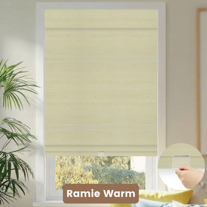 Kincmo Cordless Woven Wood Shades 50%/70%/100% Blackout - Natural Rustic