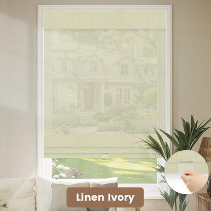 Kincmo Cordless Woven Wood Shades 50%/70%/100% Blackout - Organic Texture