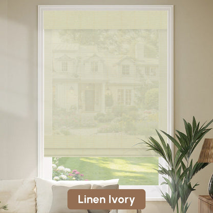 Kincmo Motorized Woven Wood Shades 50%/70%/100% Blackout - Organic Texture