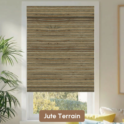 Kincmo Motorized Woven Wood Shades 50%/70%/100% Blackout - Natural Rustic