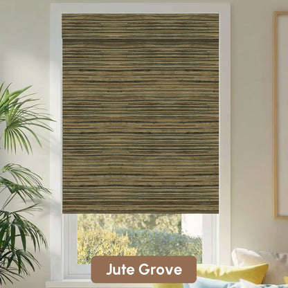 Kincmo Motorized Woven Wood Shades 50%/70%/100% Blackout - Natural Rustic