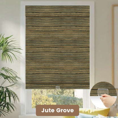 Kincmo Cordless Woven Wood Shades 50%/70%/100% Blackout - Natural Rustic