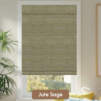 Kincmo Motorized Woven Wood Shades 50%/70%/100% Blackout - Natural Rustic