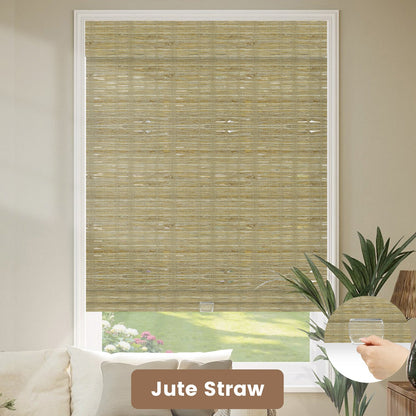 Kincmo Cordless Woven Wood Shades 50%/70%/100% Blackout - Organic Texture