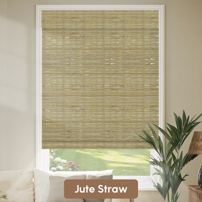 Kincmo Motorized Woven Wood Shades 50%/70%/100% Blackout - Organic Texture