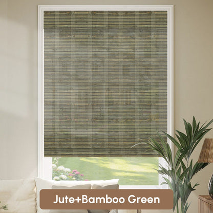 Kincmo Motorized Woven Wood Shades 50%/70%/100% Blackout - Organic Texture