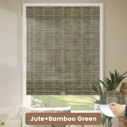 Kincmo Cordless Woven Wood Shades 50%/70%/100% Blackout - Organic Texture