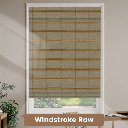 Kincmo Motorized Natural Woven Wood Shades 50%/70%/100% Blackout - Designer