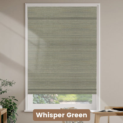 Kincmo Motorized Natural Woven Wood Shades 50%/70%/100% Blackout - Designer