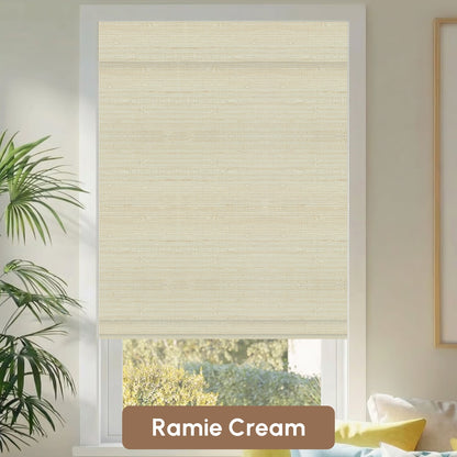Kincmo Motorized Woven Wood Shades 50%/70%/100% Blackout - Natural Rustic