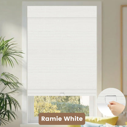 Kincmo Cordless Woven Wood Shades 50%/70%/100% Blackout - Natural Rustic