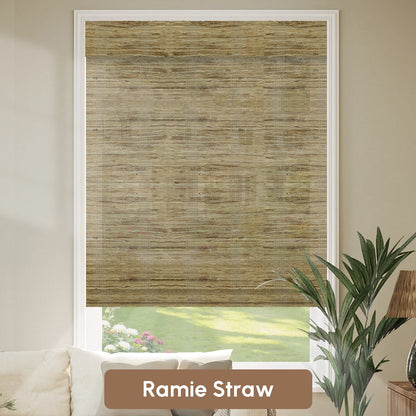 Kincmo Motorized Woven Wood Shades 50%/70%/100% Blackout - Organic Texture