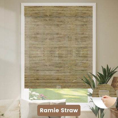 Kincmo Cordless Woven Wood Shades 50%/70%/100% Blackout - Organic Texture
