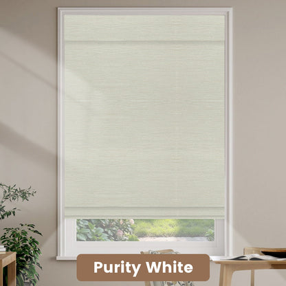 Kincmo Motorized Natural Woven Wood Shades 50%/70%/100% Blackout - Designer