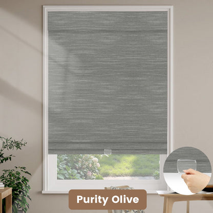 Kincmo Cordless Woven Wood Shades 50%/70%/100% Blackout - Designer